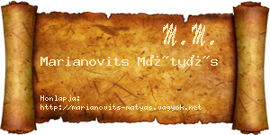 Marianovits Mátyás névjegykártya